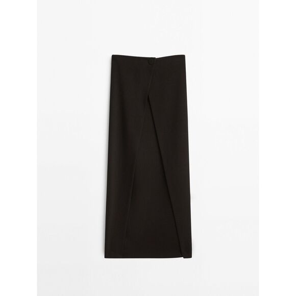 Black Massimo Dutti Pleat Front Long Maxi Skirt (NWT) - Picture 4 of 7